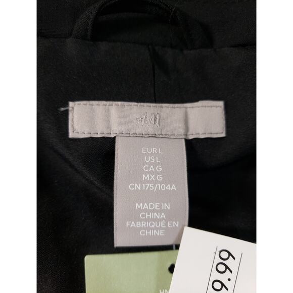 H&M Blazer Size Large Womens Black Jacket 3/4 Sleeves Stretch Lapel Collar NWT - Picture 5 of 10